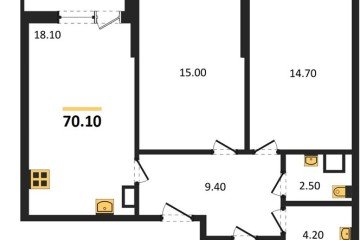 Фото №1: 2-комнатная квартира 70 м², 3/18 эт. - Краснодар, мкр. Парк Победы,