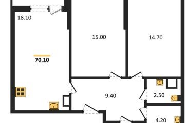 Фото №1: 2-комнатная квартира 70 м², 4/18 эт. - Краснодар, мкр. Парк Победы,
