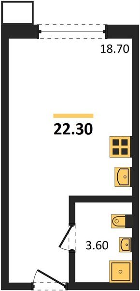 Фото №1: Студия 22&nbsp;м², 2/18&nbsp;эт. - Краснодар, Прикубанский внутригородской округ, мкр. Парк Победы