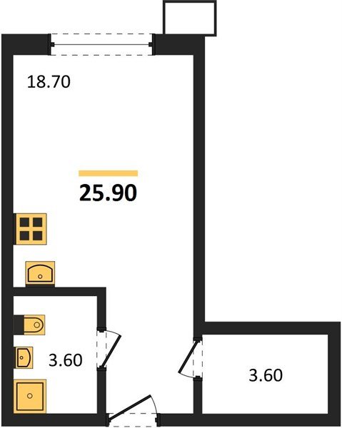 Фото №1: Студия 25&nbsp;м², 2/18&nbsp;эт. - Краснодар, Прикубанский внутригородской округ, мкр. Парк Победы