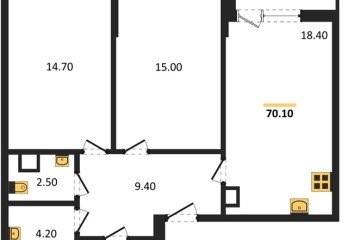 Фото №1: 2-комнатная квартира 70 м², 6/18 эт. - Краснодар, мкр. Парк Победы,
