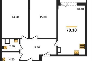 Фото №1: 2-комнатная квартира 70 м², 7/18 эт. - Краснодар, мкр. Парк Победы,