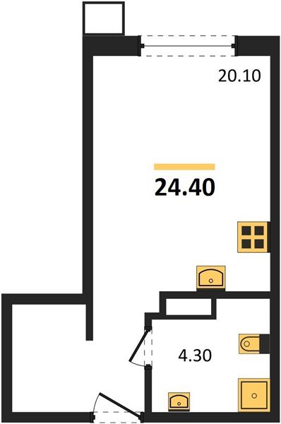 Фото №1: Студия 24&nbsp;м², 6/18&nbsp;эт. - Краснодар, Прикубанский внутригородской округ, мкр. Парк Победы