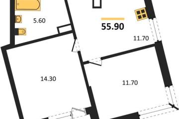Фото №1: 2-комнатная квартира 55 м², 17/18 эт. - Краснодар, мкр. Парк Победы,