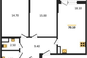 Фото №1: 2-комнатная квартира 70 м², 3/18 эт. - Краснодар, мкр. Парк Победы,