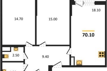 Фото №1: 2-комнатная квартира 70 м², 4/18 эт. - Краснодар, мкр. Парк Победы,