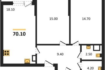 Фото №1: 2-комнатная квартира 70 м², 4/18 эт. - Краснодар, мкр. Парк Победы,