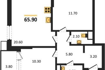 Фото №1: 2-комнатная квартира 65 м², 11/18 эт. - Краснодар, мкр. Парк Победы,