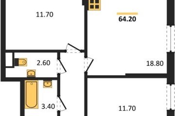 Фото №1: 2-комнатная квартира 64 м², 14/18 эт. - Краснодар, мкр. Парк Победы,