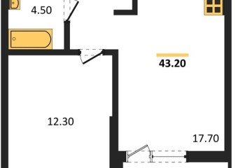 Фото №1: 1-комнатная квартира 43 м², 6/18 эт. - Краснодар, мкр. Парк Победы,