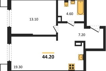 Фото №1: 1-комнатная квартира 44 м², 6/18 эт. - Краснодар, мкр. Парк Победы,