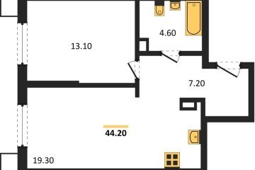 Фото №1: 1-комнатная квартира 44 м², 9/18 эт. - Краснодар, мкр. Парк Победы,