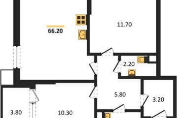Фото №1: 2-комнатная квартира 66 м², 6/18 эт. - Краснодар, мкр. Парк Победы,