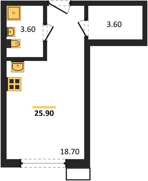 Фото №1: Студия 25&nbsp;м², 2/18&nbsp;эт. - Краснодар, Прикубанский внутригородской округ, мкр. Парк Победы