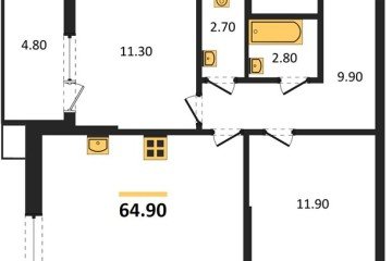 Фото №1: 2-комнатная квартира 64 м², 2/18 эт. - Краснодар, мкр. Парк Победы,