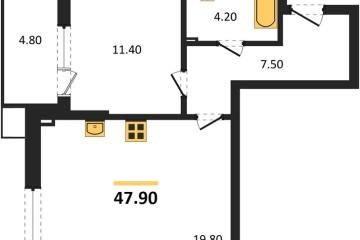Фото №1: 1-комнатная квартира 47 м², 2/9 эт. - Краснодар, мкр. Парк Победы,