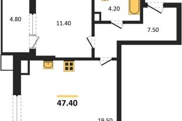 Фото №1: 1-комнатная квартира 47 м², 9/9 эт. - Краснодар, мкр. Парк Победы,