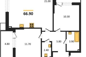 Фото №1: 2-комнатная квартира 66 м², 2/18 эт. - Краснодар, мкр. Парк Победы,