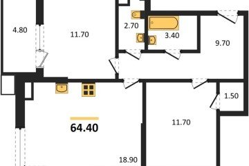 Фото №1: 2-комнатная квартира 64 м², 8/18 эт. - Краснодар, мкр. Парк Победы,