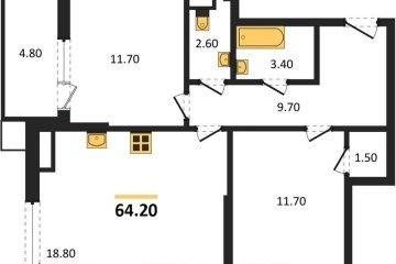 Фото №1: 2-комнатная квартира 64 м², 13/18 эт. - Краснодар, мкр. Парк Победы,