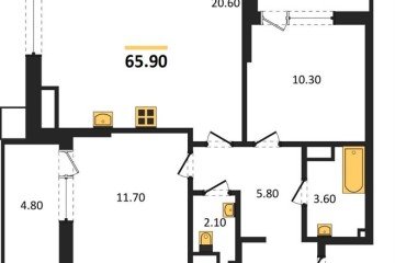 Фото №1: 2-комнатная квартира 65 м², 11/18 эт. - Краснодар, мкр. Парк Победы,