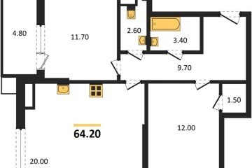 Фото №1: 2-комнатная квартира 64 м², 18/18 эт. - Краснодар, мкр. Парк Победы,