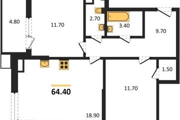 Фото №1: 2-комнатная квартира 64 м², 8/18 эт. - Краснодар, мкр. Парк Победы,