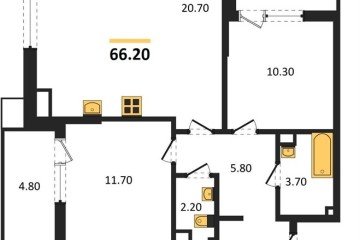 Фото №1: 2-комнатная квартира 66 м², 9/18 эт. - Краснодар, мкр. Парк Победы,