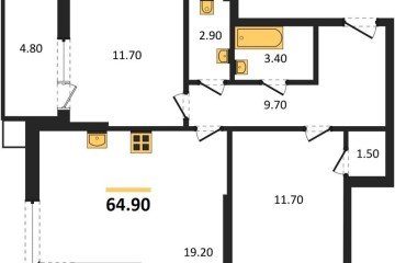 Фото №1: 2-комнатная квартира 64 м², 2/18 эт. - Краснодар, мкр. Парк Победы,