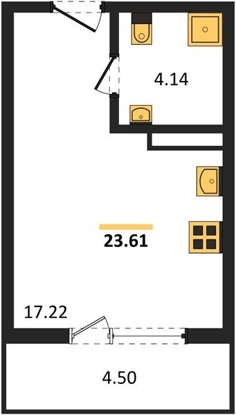 Фото №1: Студия 22&nbsp;м², 2/9&nbsp;эт. - Краснодар, Прикубанский внутригородской округ, мкр. жилой комплекс Друзья