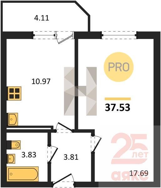 Фото №1: 1-комнатная квартира 37 м² - Краснодар, жилой комплекс Квартал № 6, 