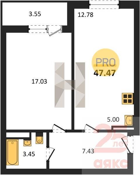 Фото №1: 1-комнатная квартира 47 м² - Краснодар, жилой комплекс Квартал № 6, 