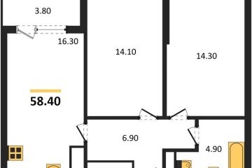 Фото №1: 2-комнатная квартира 60 м², 5/18 эт. - Краснодар, мкр. ЖК Первое Место, ул. Виктора Казанцева, 1.2лит1