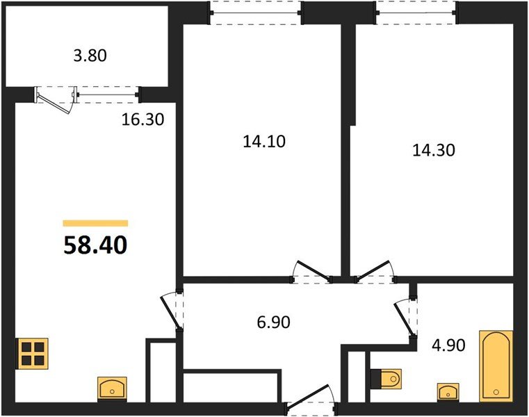 Фото №1: 2-комнатная квартира 60&nbsp;м², 7/18&nbsp;эт. - Краснодар, Карасунский внутригородской округ, мкр. ЖК Первое Место, ул. Виктора Казанцева, 1.2лит1