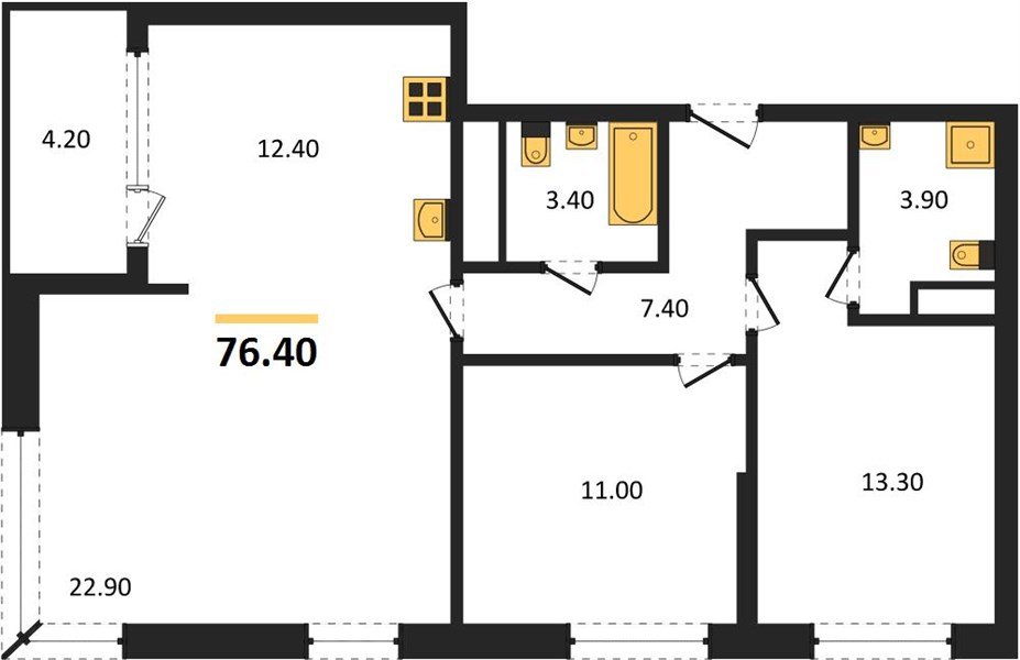 Фото №1: 2-комнатная квартира 78&nbsp;м², 6/18&nbsp;эт. - Краснодар, Карасунский внутригородской округ, мкр. ЖК Первое Место, ул. Виктора Казанцева, 1.2лит1
