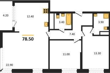 Фото №1: 2-комнатная квартира 78 м², 9/18 эт. - Краснодар, мкр. ЖК Первое Место, ул. Виктора Казанцева, 1.2лит1