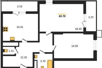 Фото №1: 2-комнатная квартира 74 м², 14/18 эт. - Знаменский, мкр. Родные Просторы,