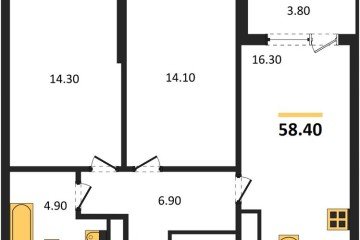 Фото №1: 2-комнатная квартира 60 м², 16/18 эт. - Краснодар, мкр. ЖК Первое Место,