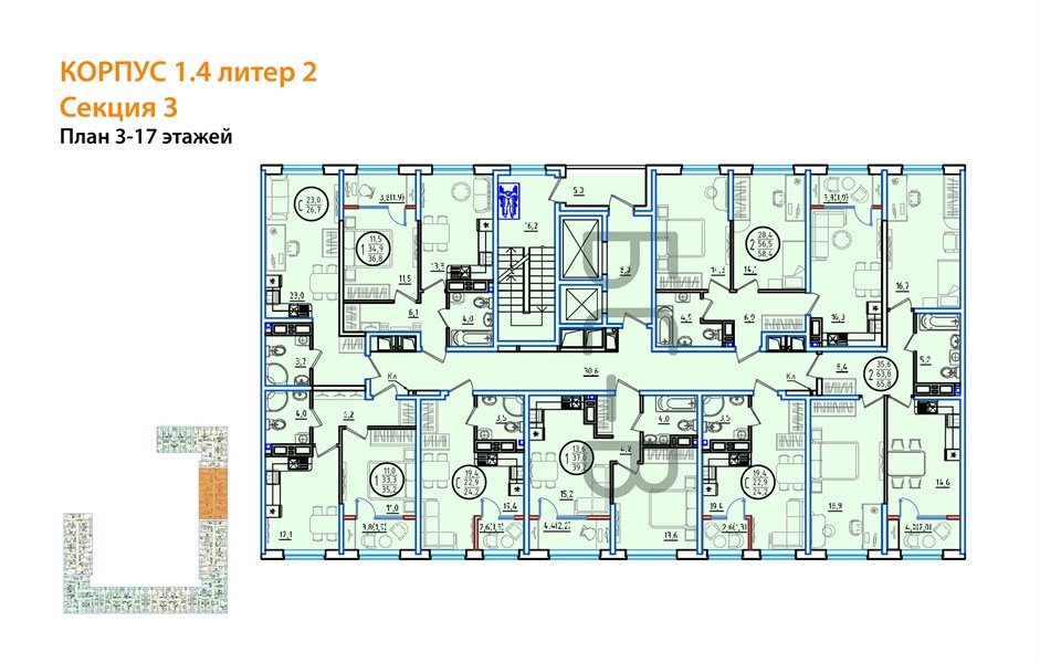 Фото №8: Студия 25&nbsp;м², 11/18&nbsp;эт. - Краснодар, Карасунский внутригородской округ, мкр. ЖК Первое Место