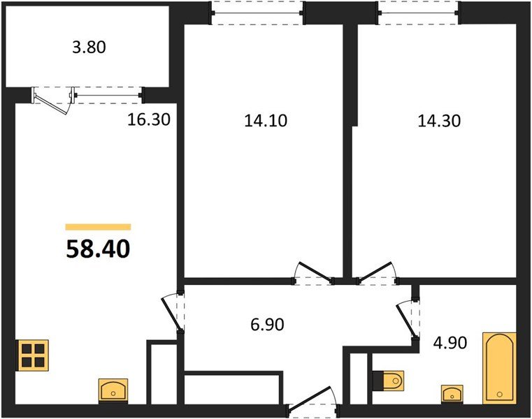 Фото №1: 2-комнатная квартира 60&nbsp;м², 7/18&nbsp;эт. - Краснодар, Карасунский внутригородской округ, мкр. ЖК Первое Место