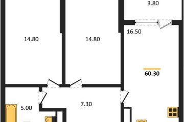 Фото №1: 2-комнатная квартира 62&nbsp;м², 4/18&nbsp;эт. - Краснодар, мкр. ЖК Первое Место, 