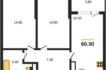 Фото №1: 2-комнатная квартира 62&nbsp;м², 12/18&nbsp;эт. - Краснодар, мкр. ЖК Первое Место, 