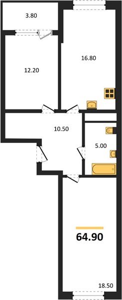 Фото №1: 2-комнатная квартира 66&nbsp;м², 3/18&nbsp;эт. - Краснодар, Карасунский внутригородской округ, мкр. ЖК Первое Место