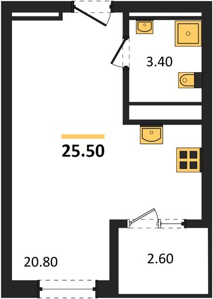 Фото №1: Студия 26&nbsp;м², 16/18&nbsp;эт. - Краснодар, Карасунский внутригородской округ, мкр. ЖК Первое Место
