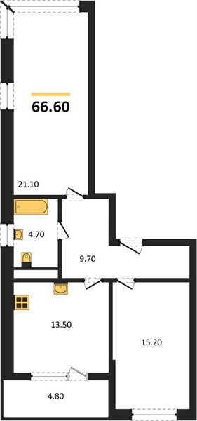 Фото №1: 2-комнатная квартира 69&nbsp;м², 11/18&nbsp;эт. - Краснодар, Карасунский внутригородской округ, мкр. ЖК Первое Место