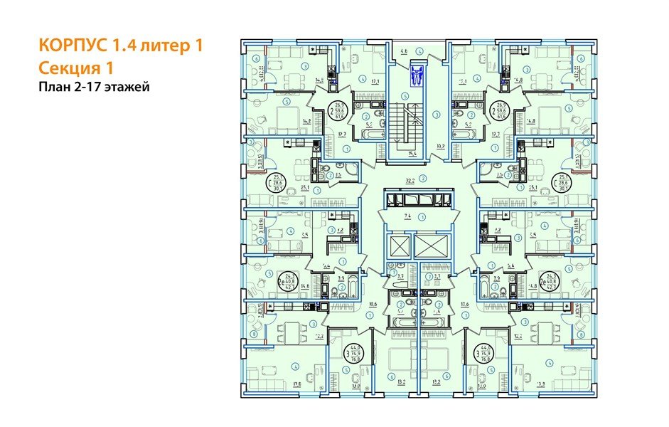 Фото №8: 1-комнатная квартира 45&nbsp;м², 2/18&nbsp;эт. - Краснодар, мкр. Карасунский внутригородской округ, ул. Виктора Казанцева