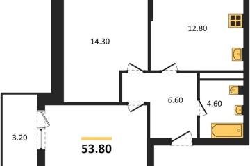 Фото №1: 2-комнатная квартира 53 м², 3/18 эт. - Краснодар, мкр. ЖК Эрмитаж, ул. им. Мурата Ахеджака, 20