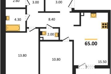 Фото №1: 2-комнатная квартира 65 м², 2/18 эт. - Краснодар, мкр. ЖК Эрмитаж, ул. им. Мурата Ахеджака, 20