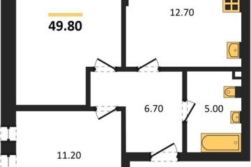 Фото №1: 2-комнатная квартира 49 м², 2/18 эт. - Краснодар, мкр. ЖК Эрмитаж, ул. им. Мурата Ахеджака, 20