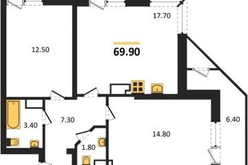 Фото №1: 2-комнатная квартира 69 м², 22/24 эт. - Краснодар, мкр. ЖК Рекорд, ул. Новороссийская, 102/8к5